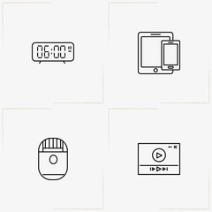 Electronic Devices line icon set with tablet, epilator   and electronic table watch