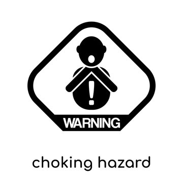 Choking Hazard Symbol Isolated On White Background , Black Vector Sign And Symbols