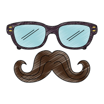 glasses and mustache hipster style vector illustration design
