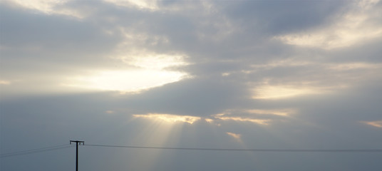 beautiful dramatic sunset after a day with a warm good weather