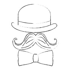 hat with mustache and bowtie vector illustration design
