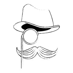 hat with glasses and mustache hipster style vector illustration design