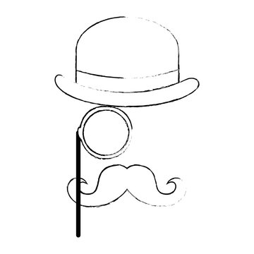 hat with glasses and mustache hipster style vector illustration design