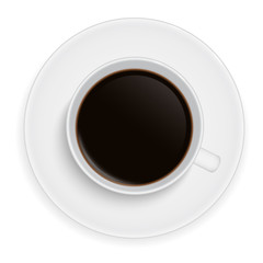 Realistic illustration of a white porcelain cup of coffee - vector