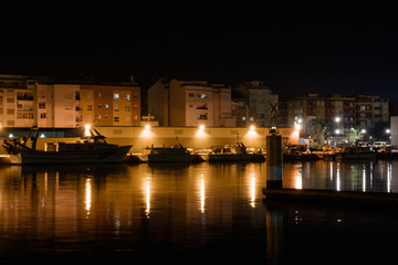 views of the harbor at night