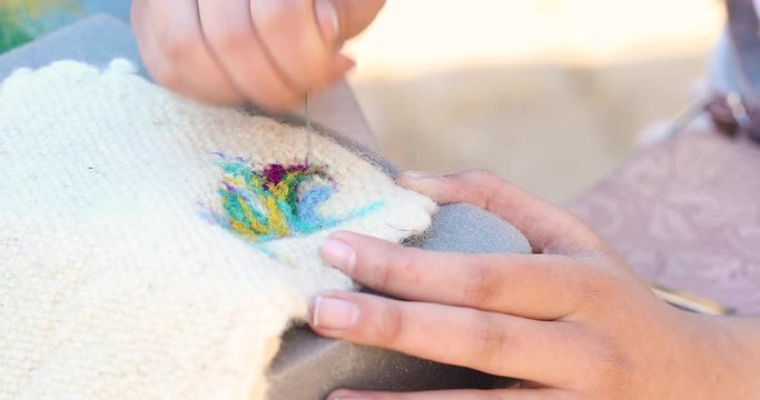 Handmade craft of coloring textile