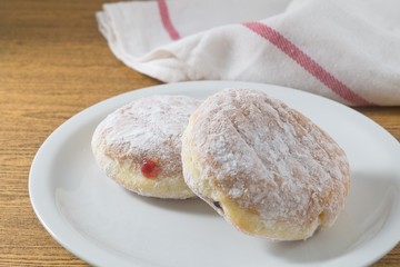 Two Delicious Donut Filled with Strawberry Jam