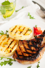 Grilled pork chops with pineapple