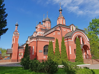 Fototapeta na wymiar Trinity temple in Skhodnya, Russia