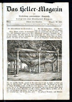 Giant maple tree at Frauenstein Castle near Mainz, Germany (from Das Heller-Magazin, August 30, 1834)