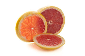 Grapefruits on white background