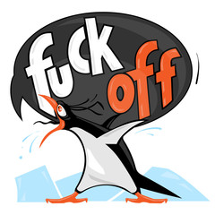Furious penguin vector sticker print t-shirt art design