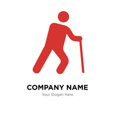 Old man with cane company logo design template, colorful vector icon for your business, brand sign and symbol
