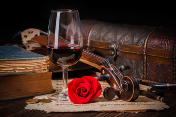 Romantic image detail with violin scroll