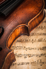 Violin detail with score