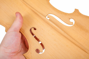 Back side of a violin belly