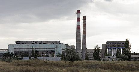 old USSR factory exterior, industry 