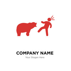 Bear attacking company logo design template, colorful vector icon for your business, brand sign and symbol