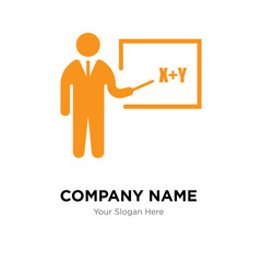 Teacher teaching with a stick company logo design template, colorful vector icon for your business, brand sign and symbol