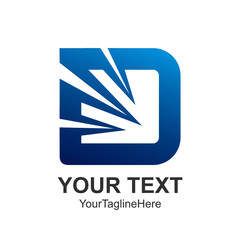 Initial letter D logo design template element colored blue for business and company identity