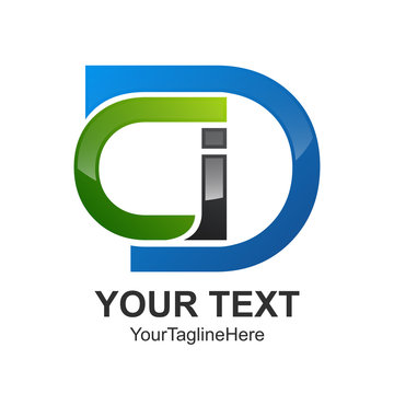 Initial letter CDI logo design template element colored blue green black for business and company identity