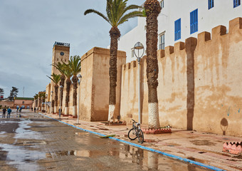 Medina entrance tower and old city walls in Essaouira