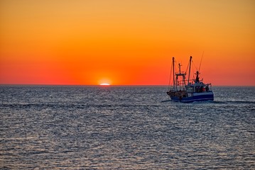 Obraz premium Sonnenuntergang an der Nordsee, Dänemark