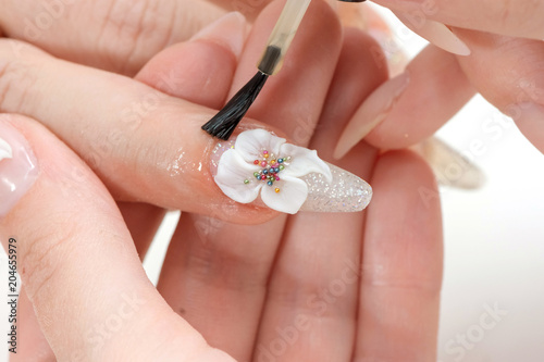 Pink Pastel Rhinestone Ombre Floral Nailart Flower Nails Design