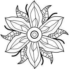 Contour drawing of a flower for coloring