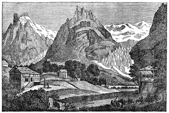 Grindelwald Glacier in the Swiss Bernese Alps (from Das Heller-Magazin, August 2, 1834)