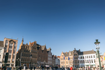 Traditional medieval architecture in the old town of Bruges (Brugge), Belgium