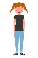 young girl avatar character vector illustration design