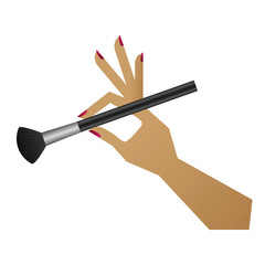 hand with makeup brush isolated icon vector illustration design