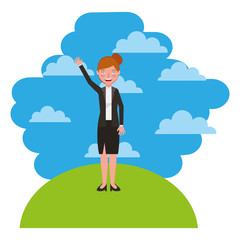 elegant businesswoman in landscape avatar character vector illustration design