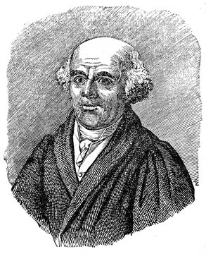 Samuel Hahnemann, German physician, best known for creating the system of alternative medicine called homeopathy (from Das Heller-Magazin, July 26, 1834)