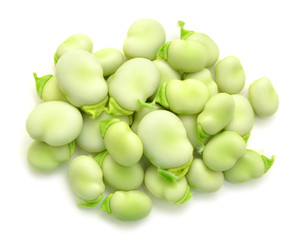 a pile of broad beans on a white background