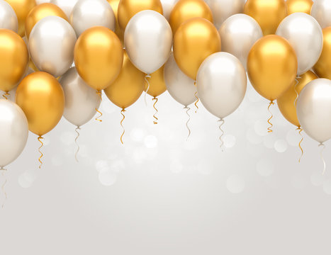 Gold and silver balloons background
