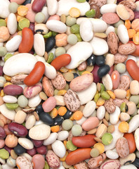 A mixture of legumes on background.
