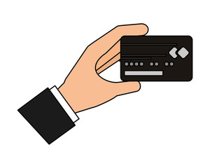 hand holding bank credit card vector illustration