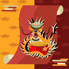 Chinese dragon symbol of wealth and wisdom vector illustration