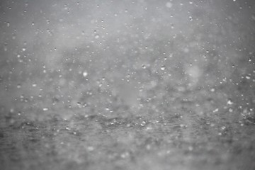 Fototapeta premium Raindrops Splattering on Pavement During a Torrential Downpour in Florida in June