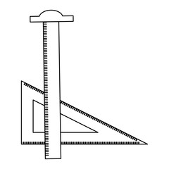 ruler tsquare and triangle drafting art supplies vector illustration thin line