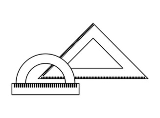 protractor and triangle ruler measuring geometry supplies vector illustration thin line