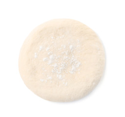 Fototapeta na wymiar Fresh raw dough on white background, top view