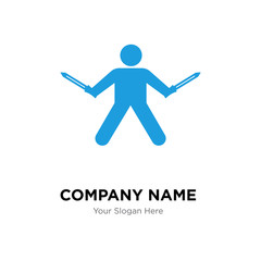 man with two swords company logo design template, colorful vector icon for your business, brand sign and symbol
