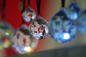 Tiny Crystal Balls Hanging from Strands Reflecting the Late Afternoon Sun for Sale at the South Florida Renaissance Festival in Deerfield Beach, Florida