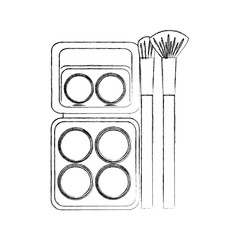 palette eyeshadows with brushes femenine make up vector illustration design