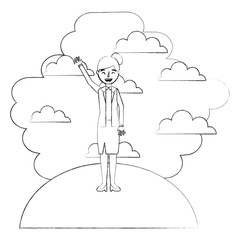 elegant businesswoman in landscape avatar character vector illustration design