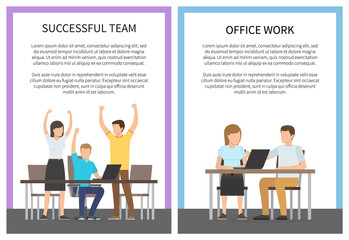Successful Team Office Work Vector Illustration