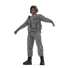 US Military Pilot on white. 3D illustration